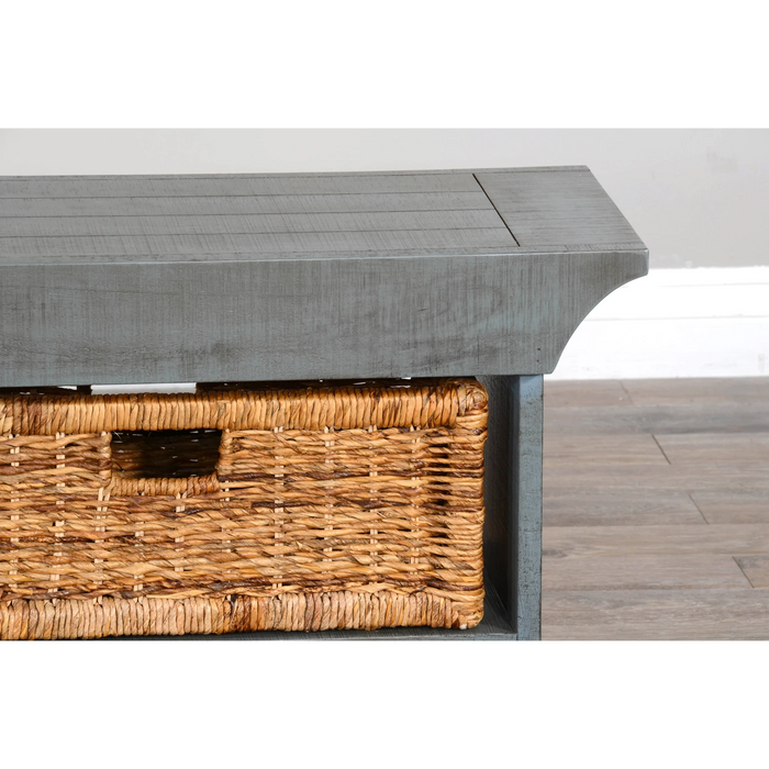 Sunny Designs 55"W Bench with Woven Baskets Little Boy Blue - Bed & Sofa Hub