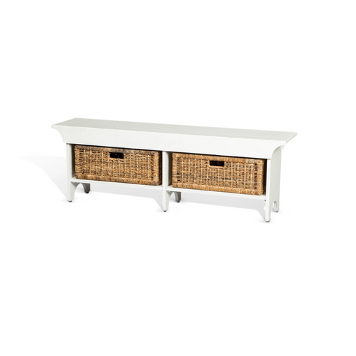 Sunny Designs 55"W Bench with Woven Baskets River Birch - Bed & Sofa Hub