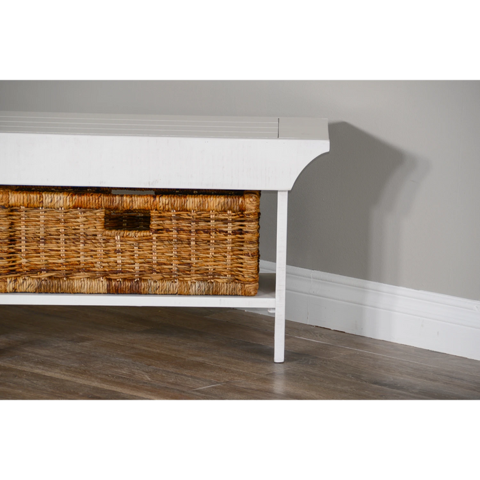 Sunny Designs 55"W Bench with Woven Baskets River Birch - Bed & Sofa Hub