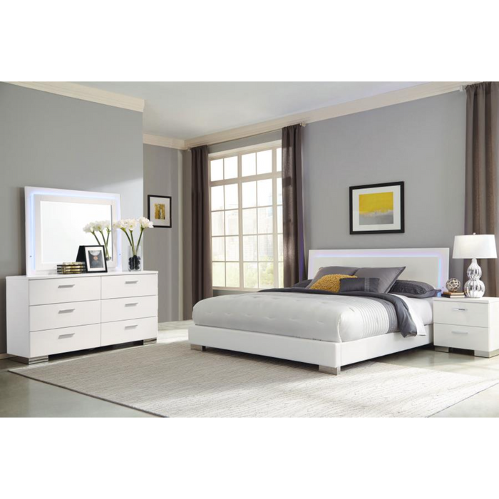 Coaster Felicity 4-piece Bedroom Set White High Gloss - Bed & Sofa Hub
