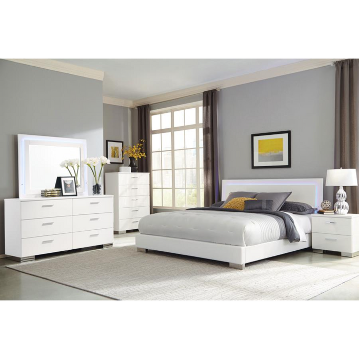 Coaster Felicity 5-piece Bedroom Set White High Gloss - Bed & Sofa Hub