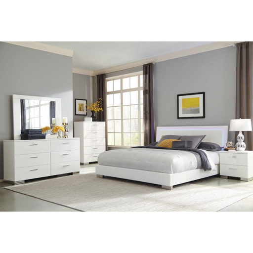 Coaster Felicity 5-piece Bedroom Set White High Gloss - Bed & Sofa Hub