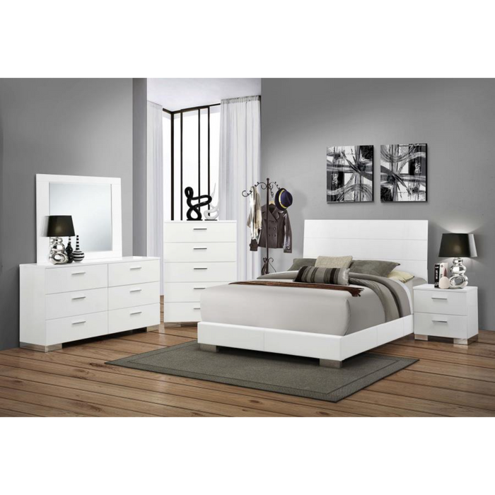 Coaster  Felicity 5-piece Bedroom Set White High Gloss - Bed & Sofa Hub