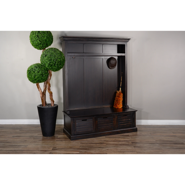 Sunny Designs Dakota Entry Locker Hall Tree Black Walnut - Bed & Sofa Hub