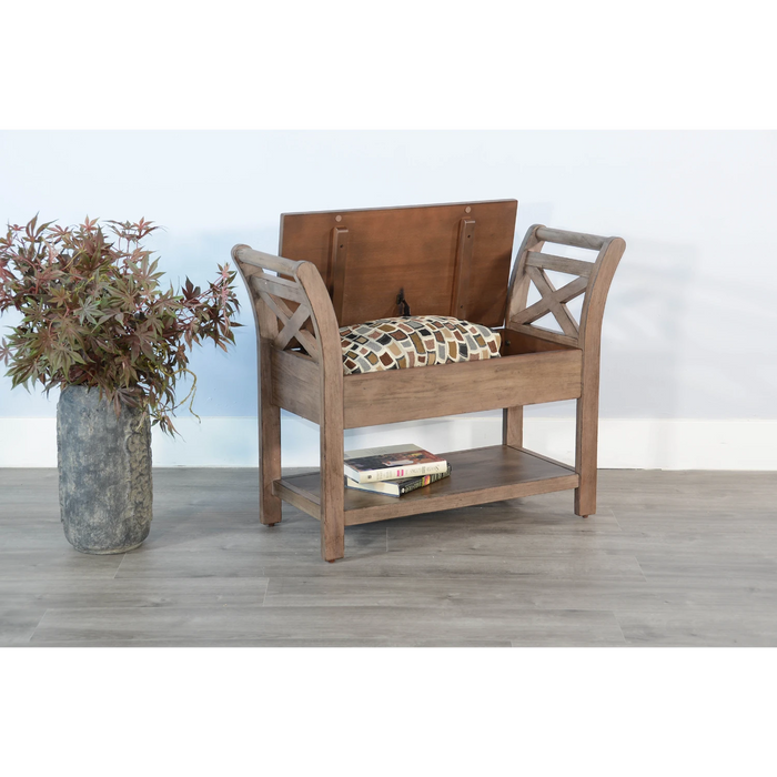 Sunny Designs Accent Bench with Storage, Wood Seat Buckskin - Bed & Sofa Hub