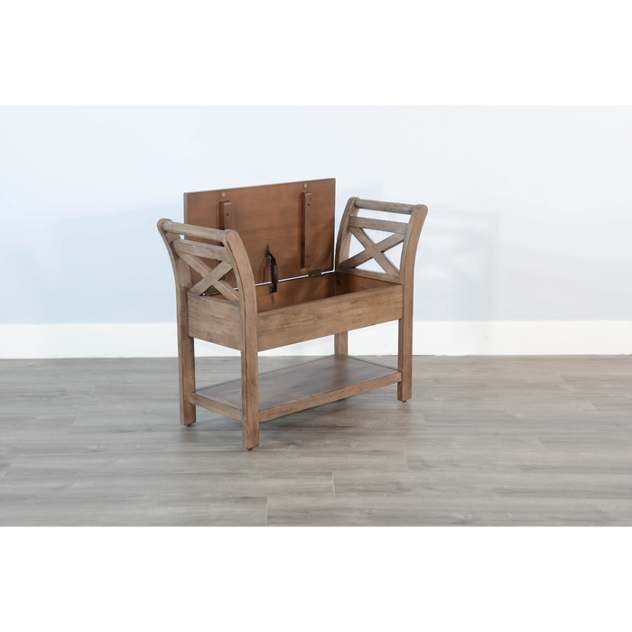 Sunny Designs Accent Bench with Storage, Wood Seat Buckskin - Bed & Sofa Hub