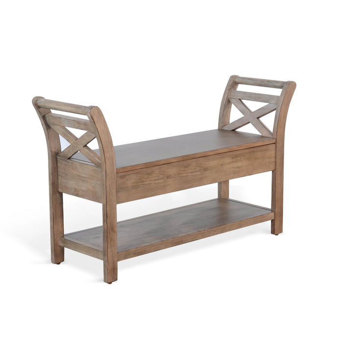 Sunny Designs Accent Bench with Storage, Wood Seat Buckskin - Bed & Sofa Hub
