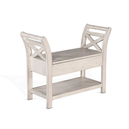 Sunny Designs Accent Bench with Storage, Wood Seat Marble White - Bed & Sofa Hub