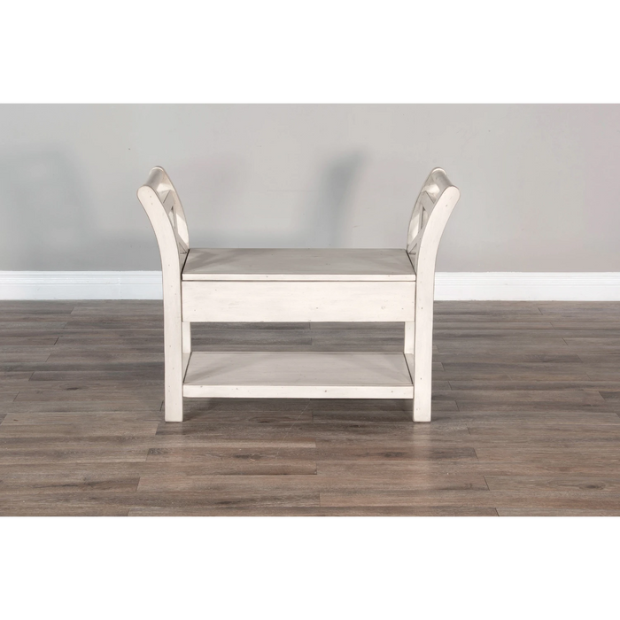 Sunny Designs Accent Bench with Storage, Wood Seat Marble White - Bed & Sofa Hub