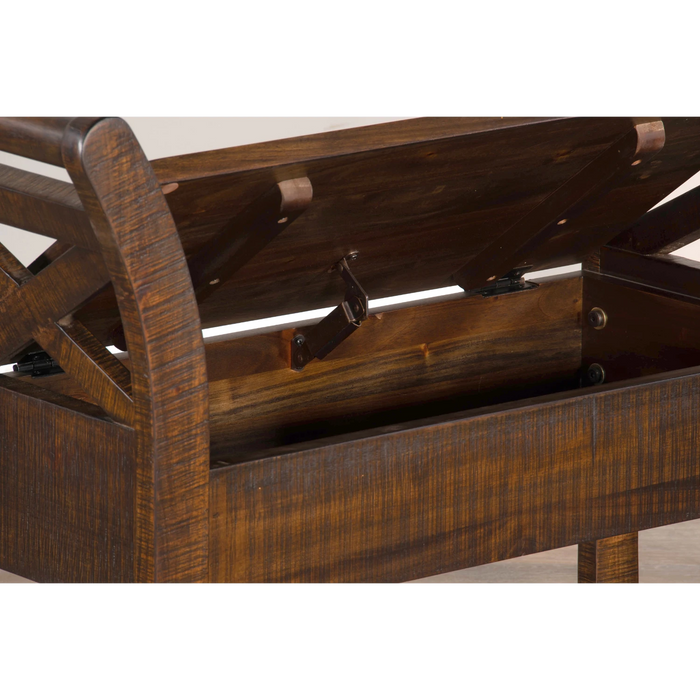 Sunny Designs Accent Bench with Storage, Wood Seat Tobacco Leaf - Bed & Sofa Hub