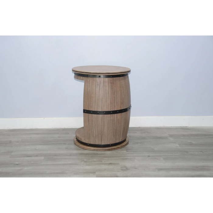 Sunny Designs Half Barrel Wine Bar with Metal Accents Desert Rock - Bed & Sofa Hub