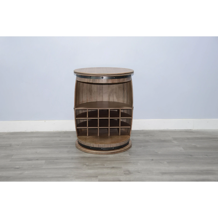 Sunny Designs Half Barrel Wine Bar with Metal Accents Desert Rock - Bed & Sofa Hub