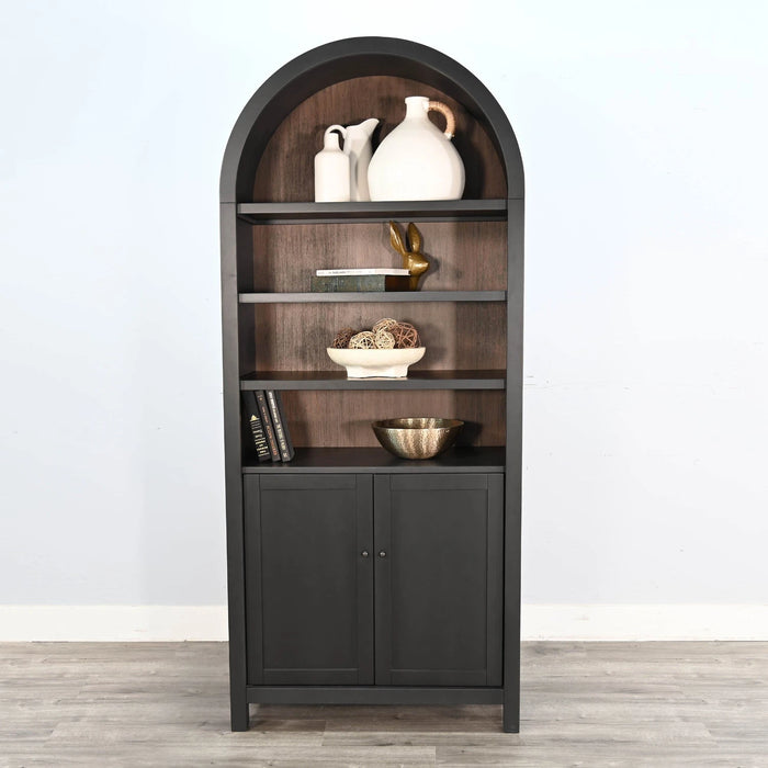 Sunny Designs Arched Display Cabinet with Doors Black Magic - Bed & Sofa Hub