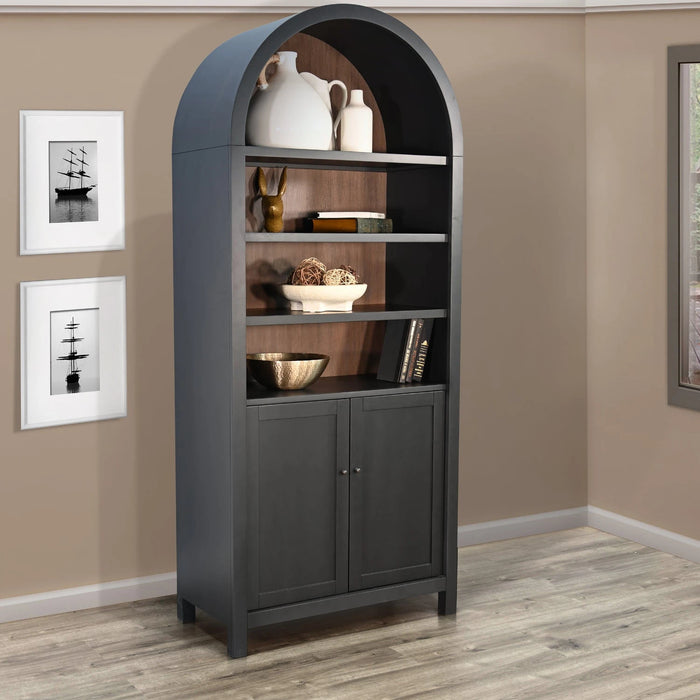 Sunny Designs Arched Display Cabinet with Doors Black Magic - Bed & Sofa Hub