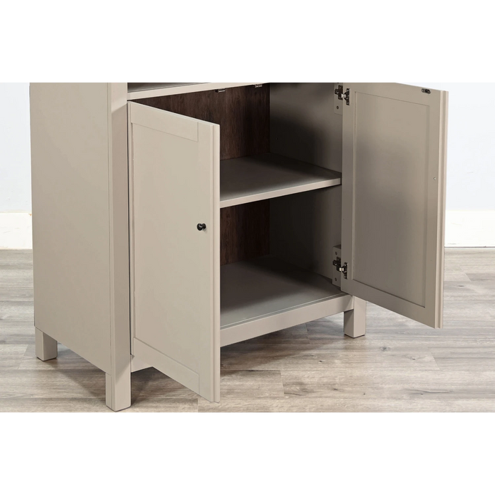 Sunny Designs Arched Display Cabinet with Doors Pavestone - Bed & Sofa Hub