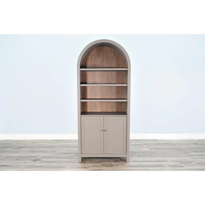 Sunny Designs Arched Display Cabinet with Doors Pavestone - Bed & Sofa Hub