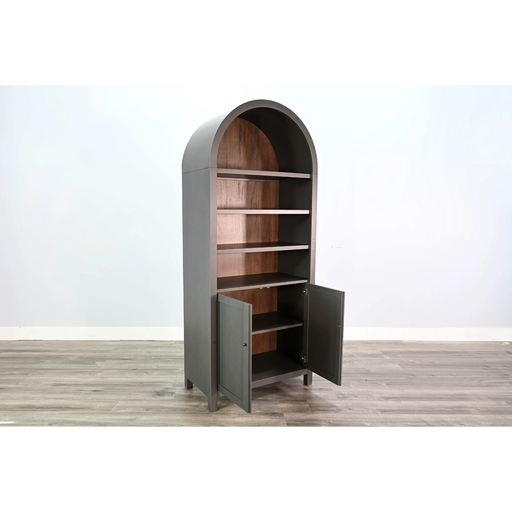 Sunny Designs Arched Display Cabinet with Doors Urban Bronze - Bed & Sofa Hub