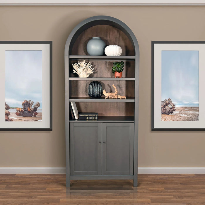 Sunny Designs Arched Display Cabinet with Doors Urban Bronze - Bed & Sofa Hub