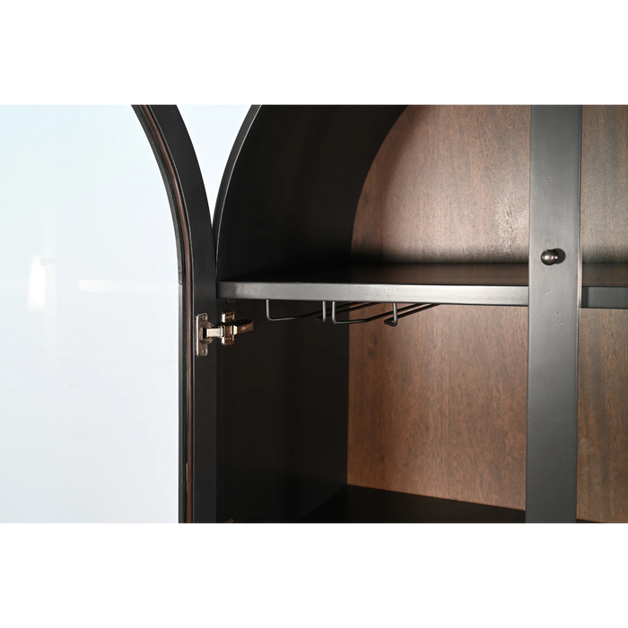 Sunny Designs Arched Wine Bar Cabinet Black Magic - Bed & Sofa Hub