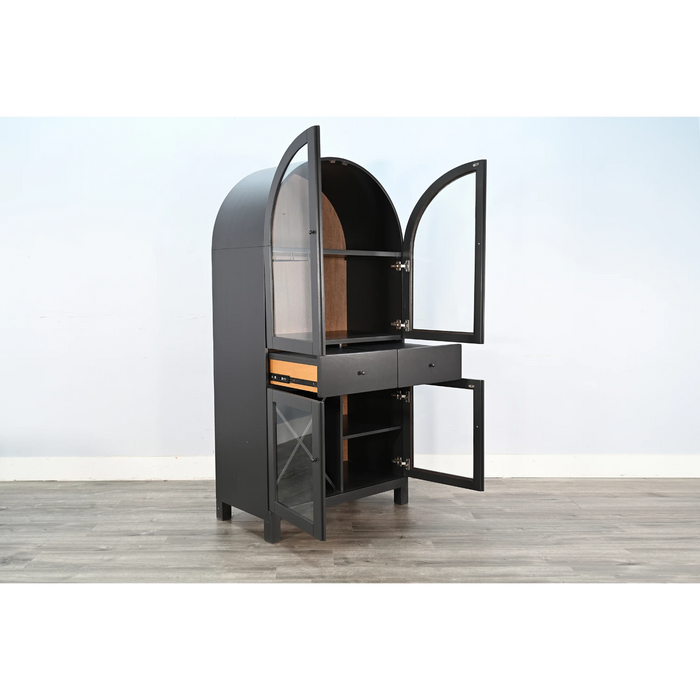 Sunny Designs Arched Wine Bar Cabinet Black Magic - Bed & Sofa Hub