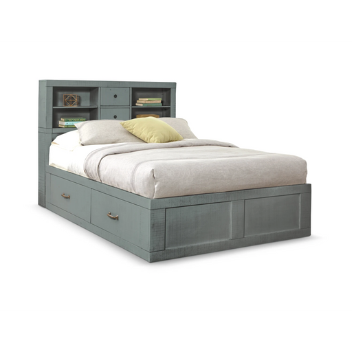 Sunny Designs Ranch House Full Captains Bookcase Storage Bed Little Boy Blue - Bed & Sofa Hub