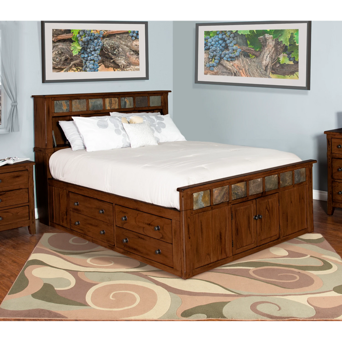 Sunny Designs Queen Storage Bed withith Slate Dark Chocolate - Bed & Sofa Hub