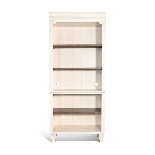 Sunny Designs Bookcase Open Marble White and Buck Skin - Bed & Sofa Hub