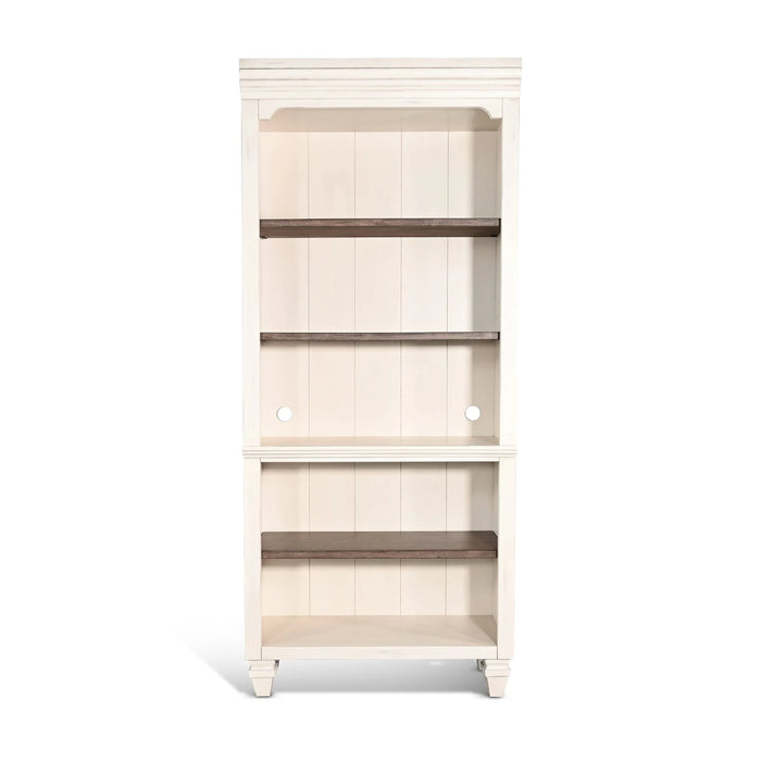 Sunny Designs Bookcase Open Marble White and Buck Skin - Bed & Sofa Hub
