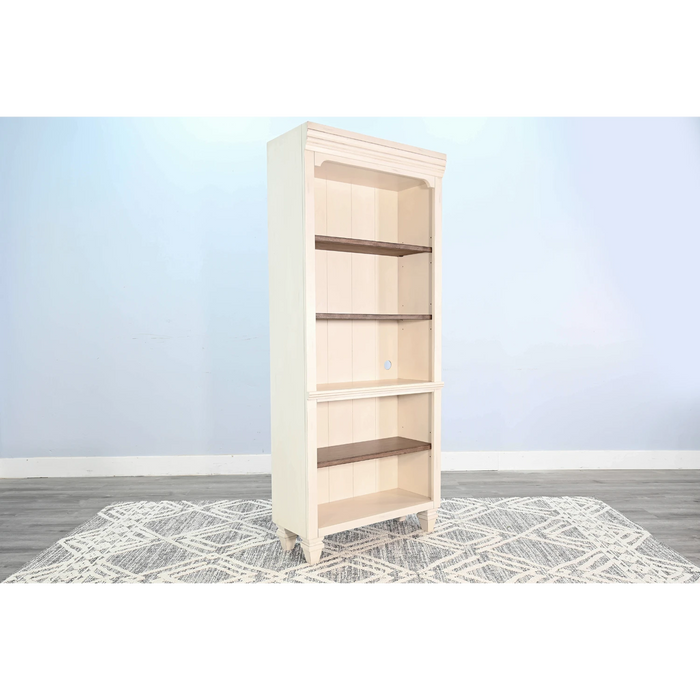 Sunny Designs Bookcase Open Marble White and Buck Skin - Bed & Sofa Hub