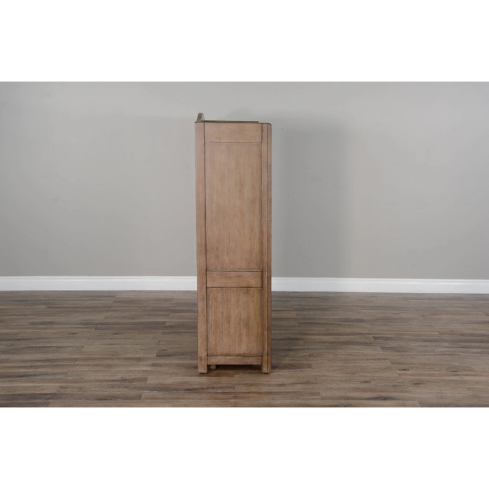 Sunny Designs Doe Valley 57" Wood Storage Bookcase and Bench in Light Brown Buckskin - Bed & Sofa Hub