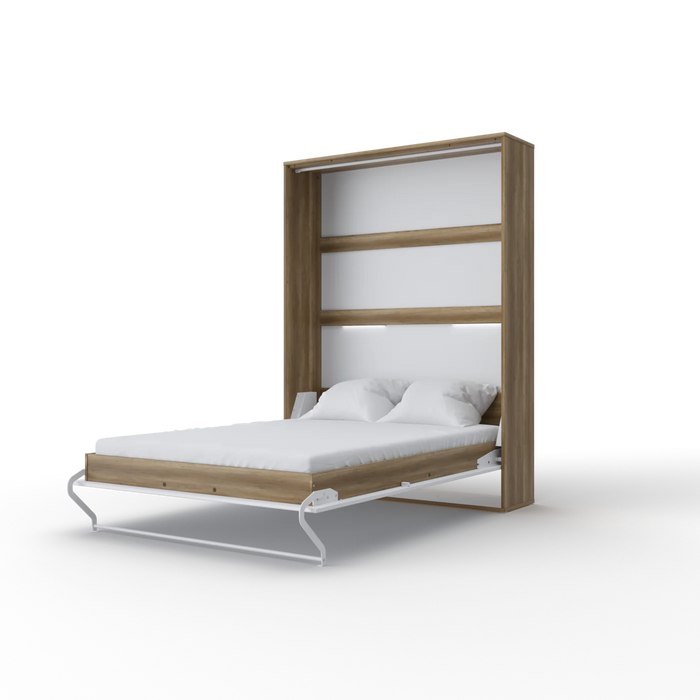 Maxima House Vertical Murphy Bed Invento European Full Xl with Mattress and Led Included - Bed & Sofa Hub