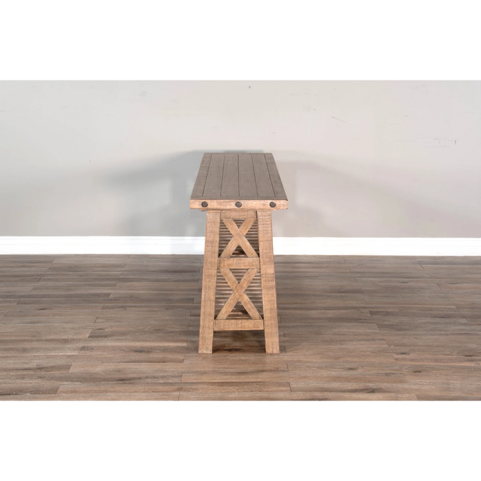 Sunny Designs Vivian 60" Farmhouse Mahogany Wood Sofa Table in Light Brown Desert Rock - Bed & Sofa Hub