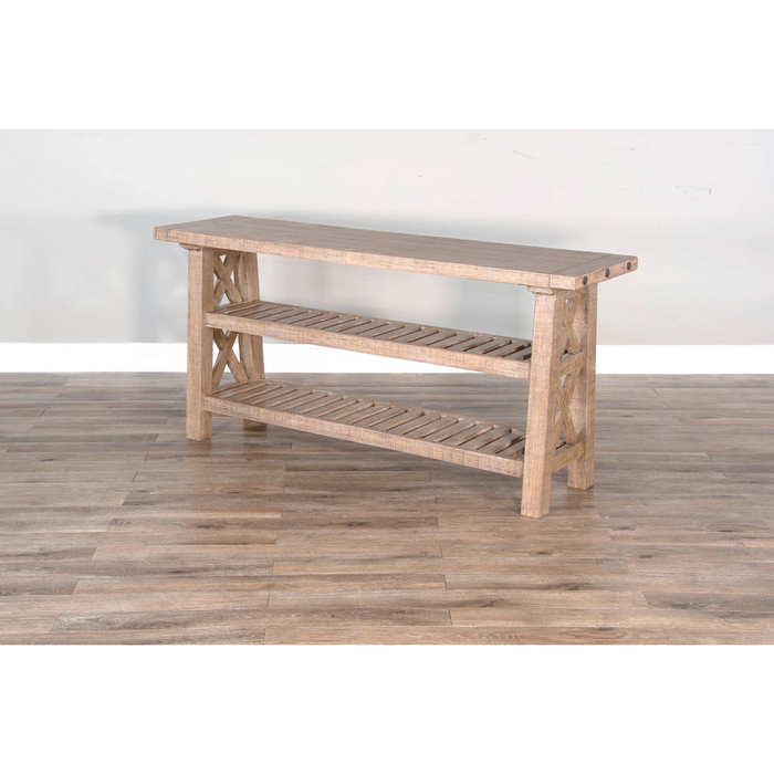 Sunny Designs Vivian 60" Farmhouse Mahogany Wood Sofa Table in Light Brown Desert Rock - Bed & Sofa Hub