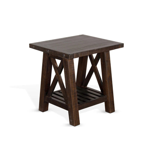 Sunny Designs Vivian 24" Farmhouse Mahogany Wood End Table in Dark Brown Raisin - Bed & Sofa Hub