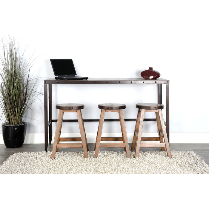 Sunny Designs San Diego Wood and Metal Sofa Bar Table Antique Brown - Bed & Sofa Hub