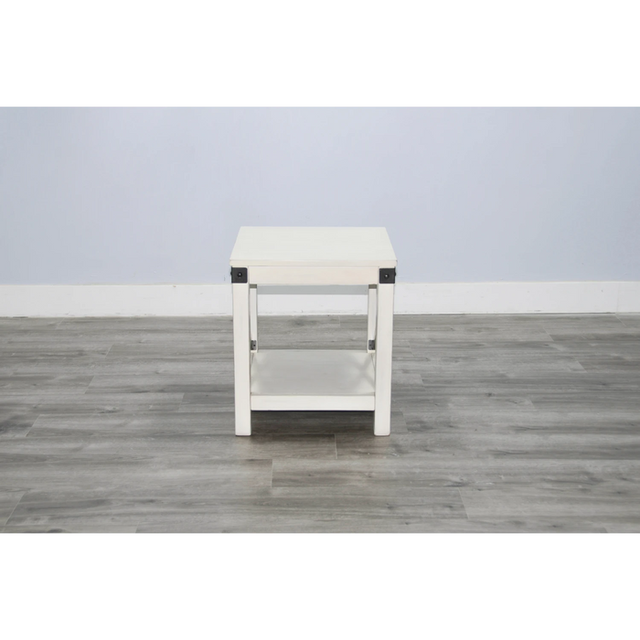 Sunny Designs Bayside White Wood End Table Marble White - Bed & Sofa Hub