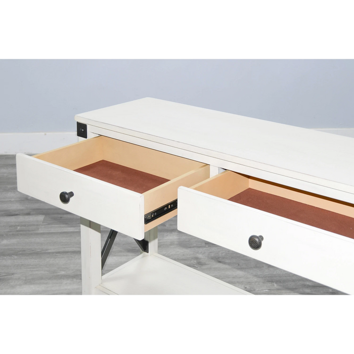 Sunny Designs Bayside Marble White Wood Sofa Table Marble White - Bed & Sofa Hub