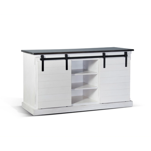 Sunny Designs 65" TV Console with Barn Door European Cottage - Bed & Sofa Hub