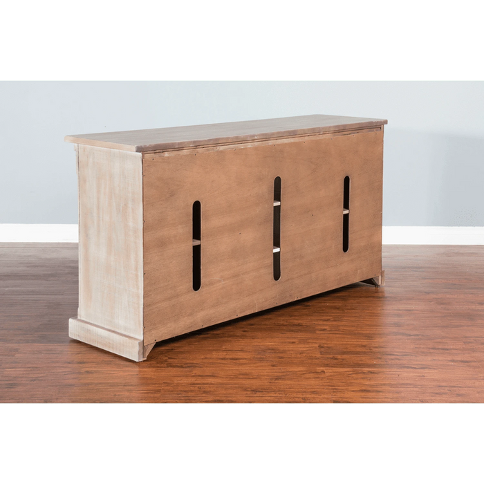 Sunny Designs 65" TV Console with Barn Door Mountain Smoke - Bed & Sofa Hub