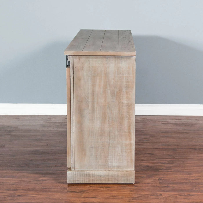 Sunny Designs 65" TV Console with Barn Door Mountain Smoke - Bed & Sofa Hub