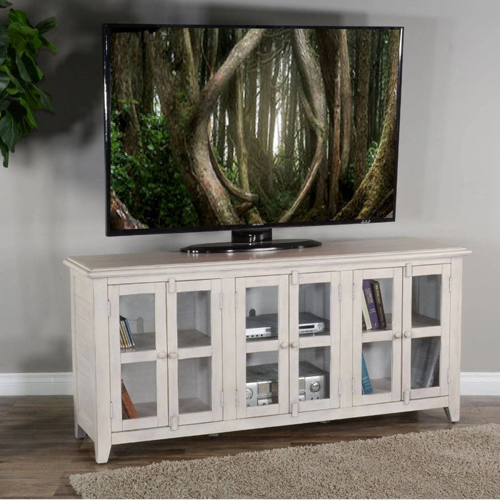Sunny Designs 70" TV Console Marble White - Bed & Sofa Hub