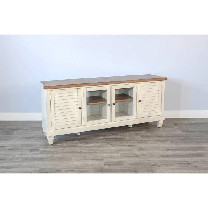 Sunny Designs 72" Media Console Marble White and Buck Skin - Bed & Sofa Hub