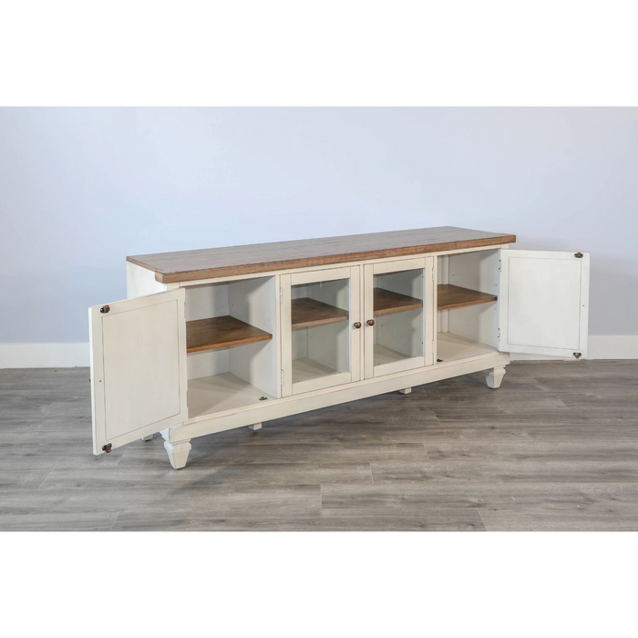 Sunny Designs 72" Media Console Marble White and Buck Skin - Bed & Sofa Hub