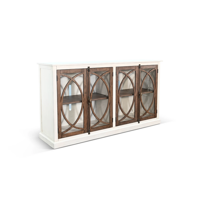 Sunny Designs 78" Media Console  Marble White/Buckskin - Bed & Sofa Hub