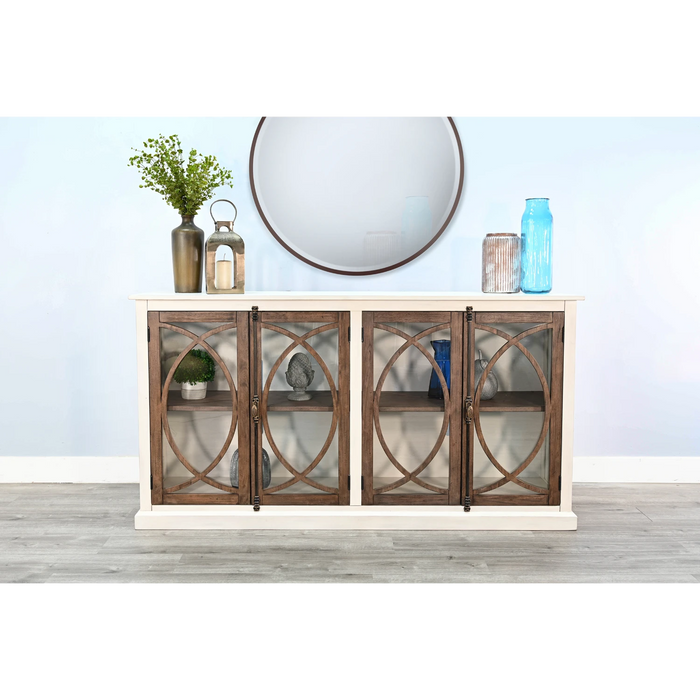 Sunny Designs 78" Media Console  Marble White/Buckskin - Bed & Sofa Hub