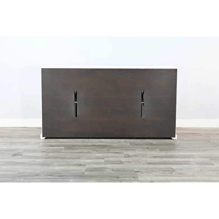 Sunny Designs 78" Media Console  Marble White/Buckskin - Bed & Sofa Hub