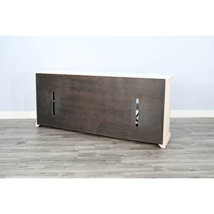 Sunny Designs 90" Media Console  Marble White/Buckskin - Bed & Sofa Hub