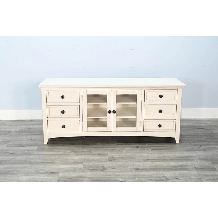 Sunny Designs 62" Media Console Marble White - Bed & Sofa Hub