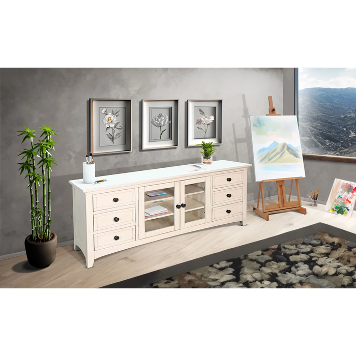 Sunny Designs 72" Media Console Marble White - Bed & Sofa Hub