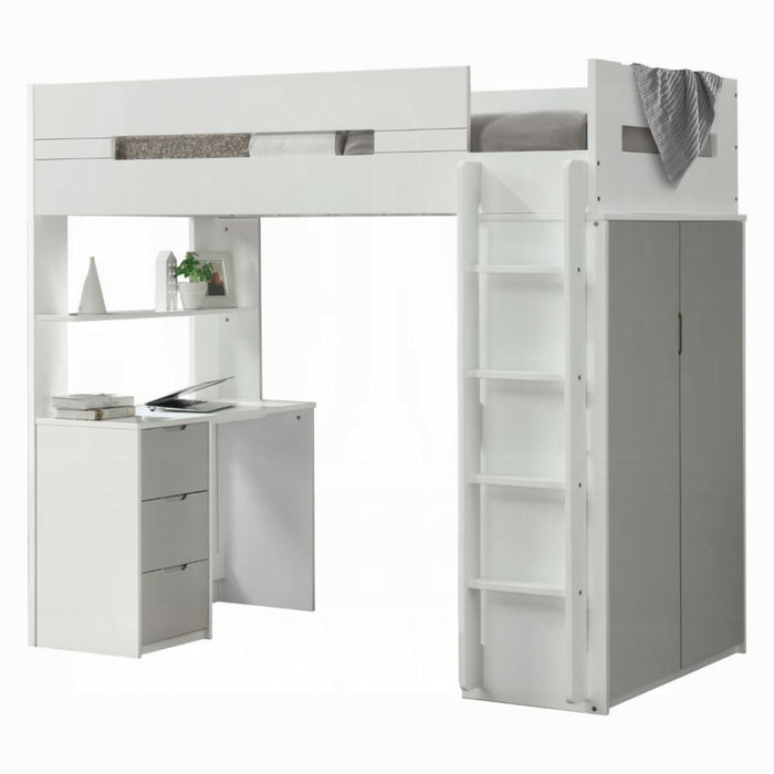 ACME Nerice Twin Loft Bed W/Desk & Wardrobe - Bed & Sofa Hub